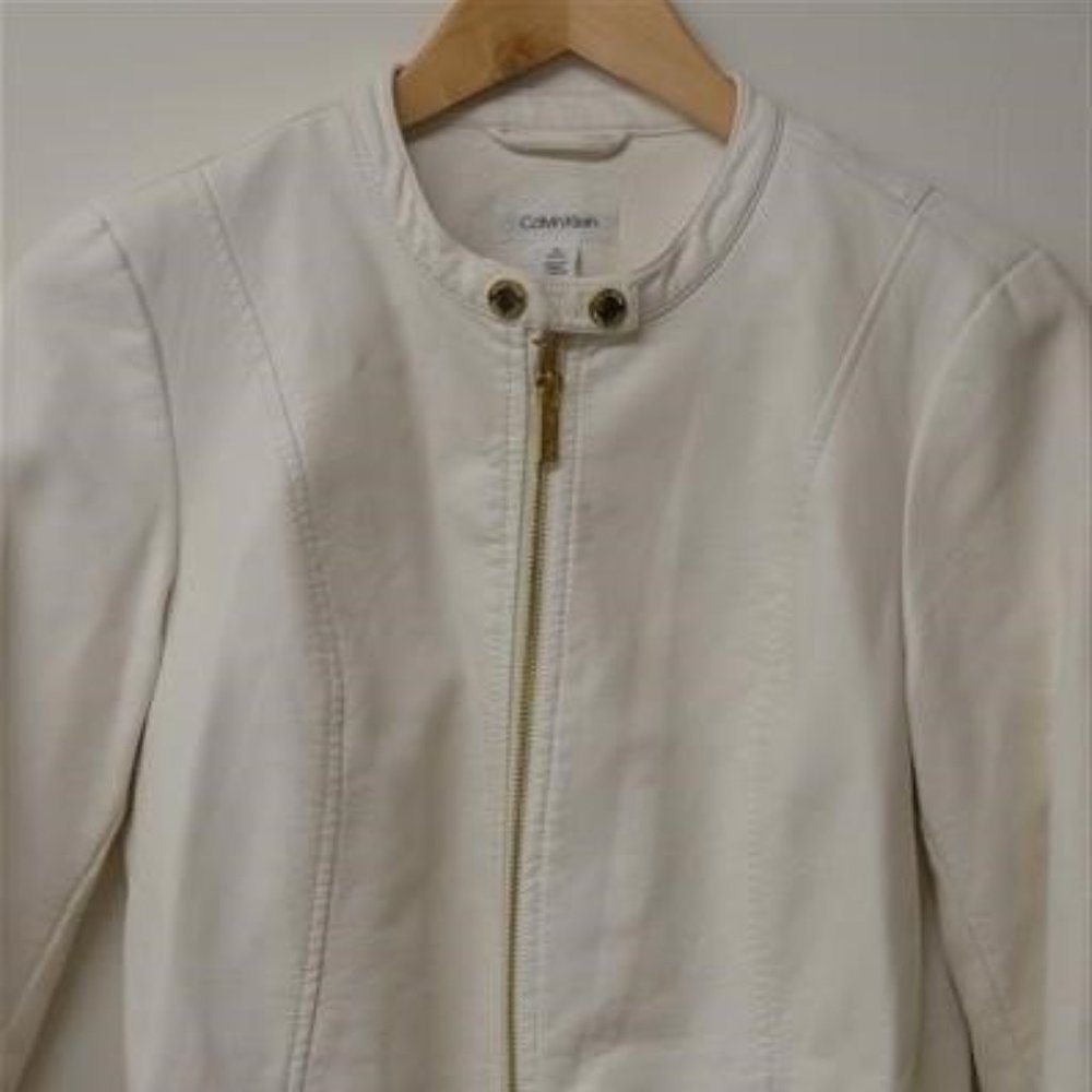 CALVIN KLEIN WHITE LEATHER JACKET